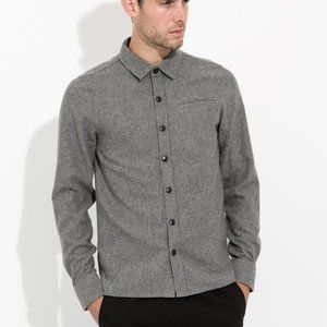 Wool Overshirt with Elongated Rear Hem